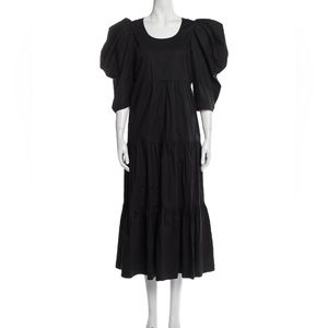 SEA New York Puff sleeve multi tier black dress